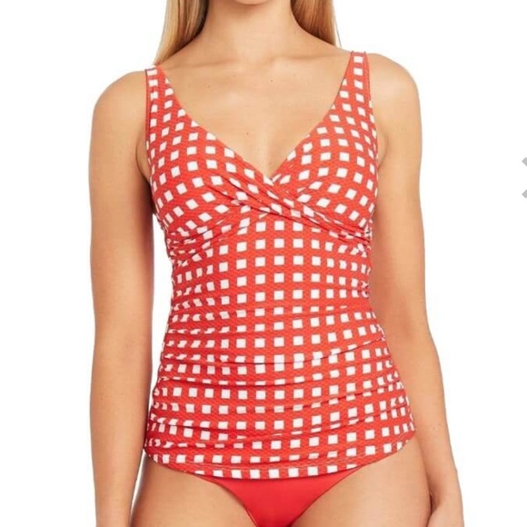 Sea Level Le Damier Cross Front B-DD Cup Singlet Tankini Top - Picture 2 of 5